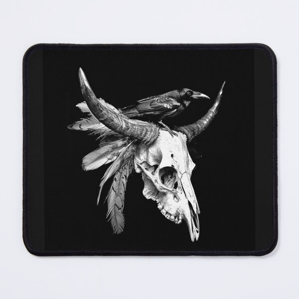 Item preview, Raven and Horned Skull – Gothic Western Dark Nature Art designed and sold by inkoutninja.