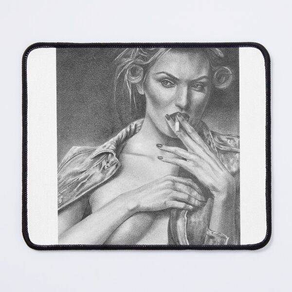 Item preview, Vintage Glamour Woman with Cigarette Pencil Drawing designed and sold by BoyanVBart.