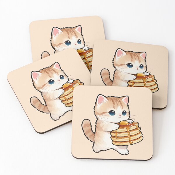 Item preview, Cute Cat Holding Pancakes with Syrup | Kawaii Breakfast Kitty T-Shirt designed and sold by Nuttajak.