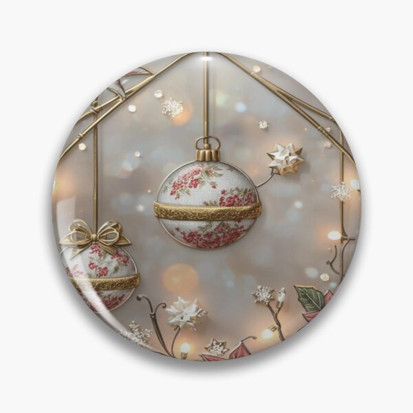 Item preview, Coquette Gold Christmas Stained Glass with Flowers and Spheres designed and sold by BriSher.