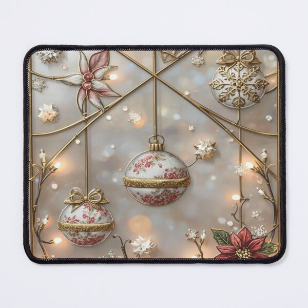 Item preview, Coquette Gold Christmas Stained Glass with Flowers and Spheres designed and sold by BriSher.
