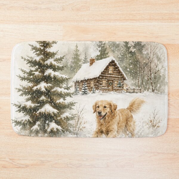 Item preview, Merry Christmas Golden Retriever Rustic Woodland designed and sold by ZoesPlace.
