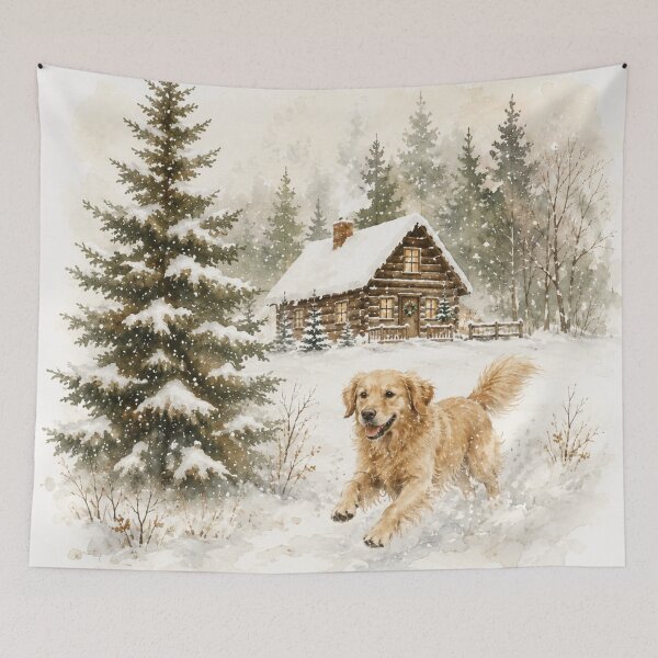 Item preview, Merry Christmas Golden Retriever Rustic Woodland designed and sold by ZoesPlace.