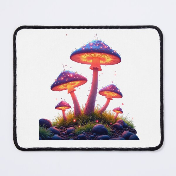 Item preview, Bioluminescent Glowing Mushrooms Neon Magic Fungi Art designed and sold by VeloraCrafts.