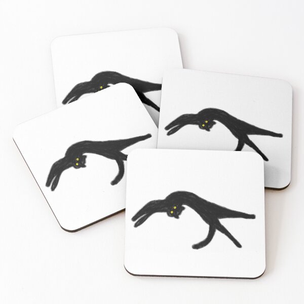 Item preview, Long Black Cat Stretching Yellow Eyes Art designed and sold by raun.draw.