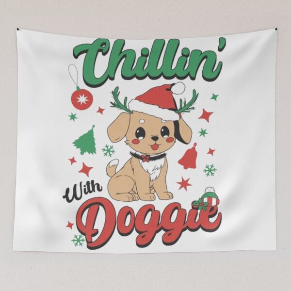 Item preview, Chillin With Doggie Cute Christmas Puppy - Funny Holiday Dog designed and sold by GenZFashion000.