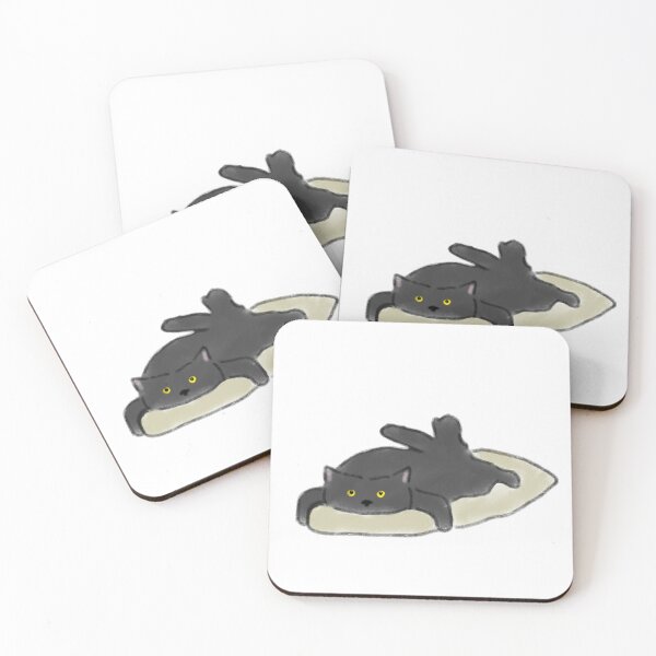 Item preview, Cute Surfing Black Cat Yellow Eyes Art designed and sold by raun.draw.