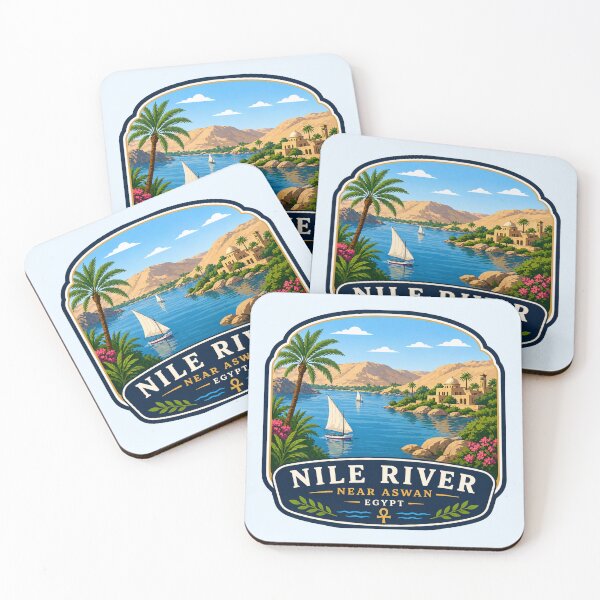 Item preview, Nile River, Aswan, Egypt & Felucca Boats designed and sold by Myra365Art.