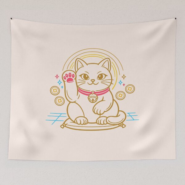 Item preview, Minimalist Synthwave Maneki-Neko designed and sold by KungPowUnicorn.