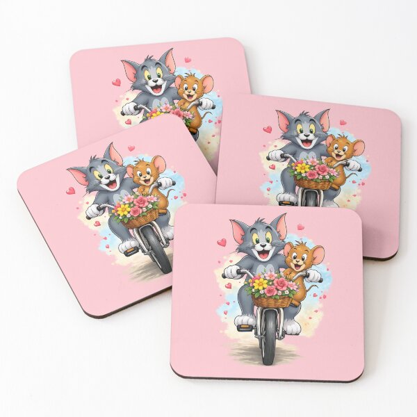 Item preview, Cute Cat and Mouse Riding a Bicycle with Flower Basket | Whimsical Friendship Cartoon Design designed and sold by Lycheeleaf.