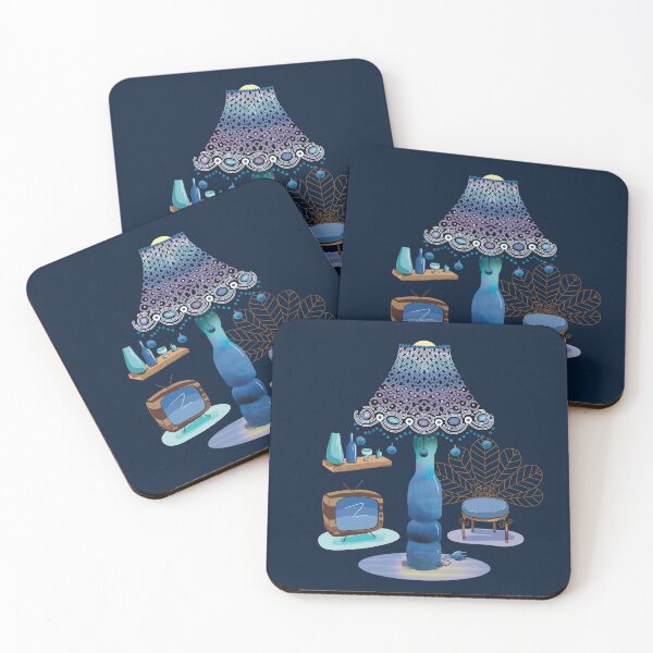 Item preview, Retro Vintage Blue Lamp Living Room Interior designed and sold by Karin Taylor.