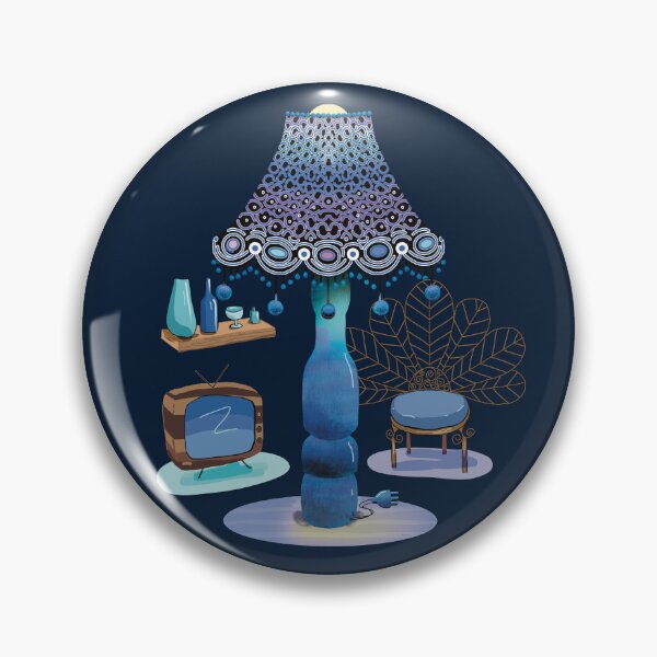 Item preview, Retro Vintage Blue Lamp Living Room Interior designed and sold by Karin Taylor.