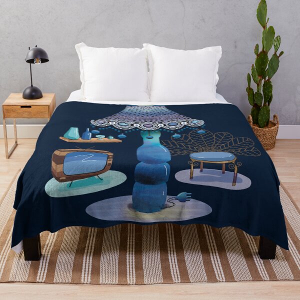 Item preview, Retro Vintage Blue Lamp Living Room Interior designed and sold by Karin Taylor.