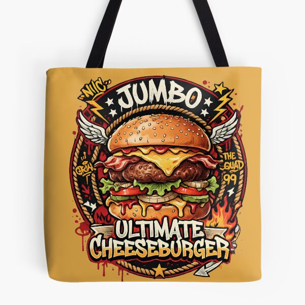 Item preview, Jumbo Ultimate Cheeseburger - Retro Graffiti Fast Food Art designed and sold by digitalbob60.