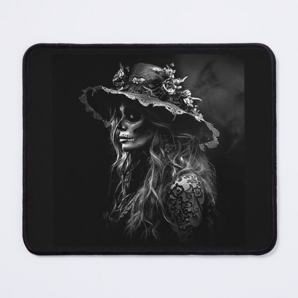 Item preview, Gothic Skeleton Woman in Floral Hat – Dark Victorian Skull Portrait designed and sold by inkoutninja.