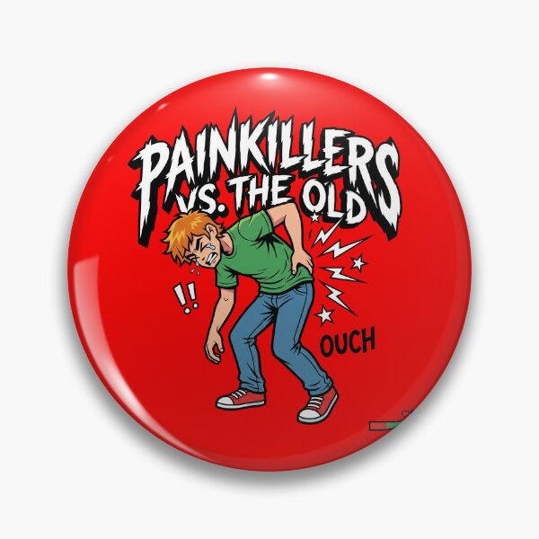 Item preview, Painkillers Vs The Old Funny Back Pain Retro Arcade Indie Comic Style designed and sold by AdyKurniawan.