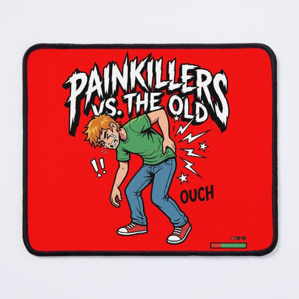 Item preview, Painkillers Vs The Old Funny Back Pain Retro Arcade Indie Comic Style designed and sold by AdyKurniawan.