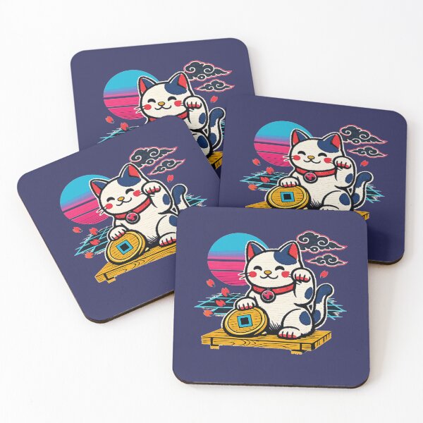 Item preview, Neon Ukiyo‑E Beckoning Cat designed and sold by KungPowUnicorn.
