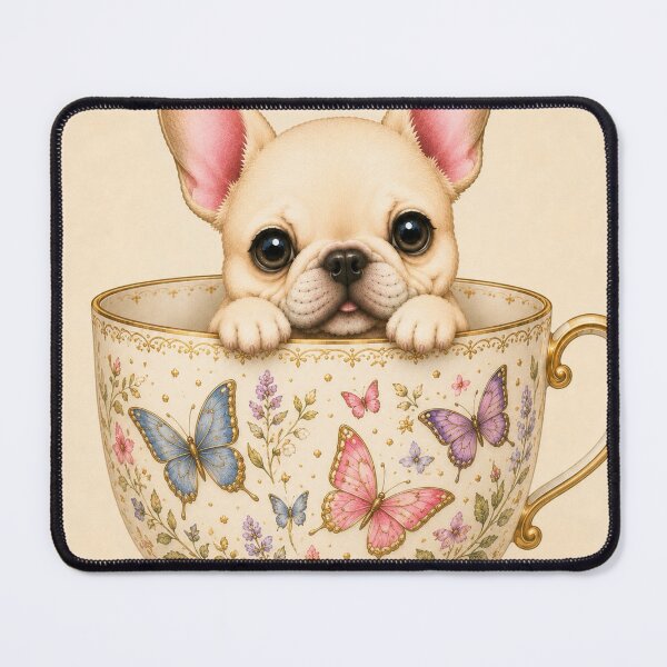 Item preview, French Bulldog in Butterfly Teacup | Cute Cottagecore Puppy Art designed and sold by joycrysstudio.