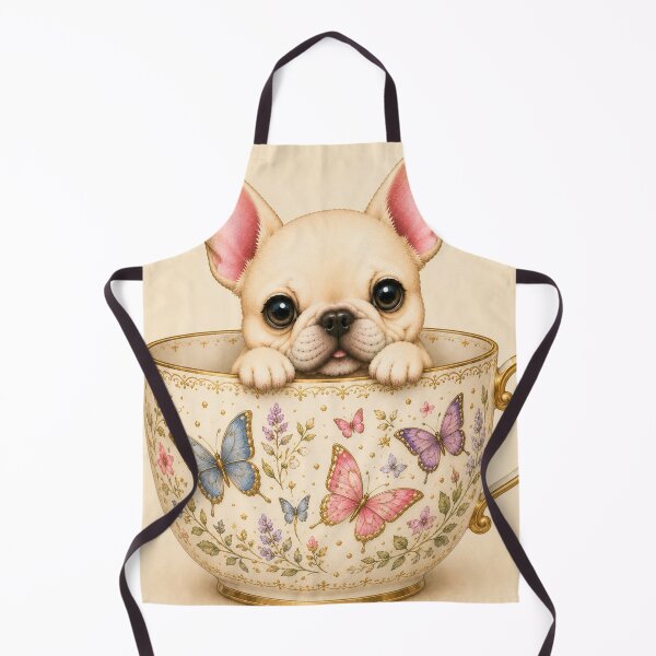 Item preview, French Bulldog in Butterfly Teacup | Cute Cottagecore Puppy Art designed and sold by joycrysstudio.