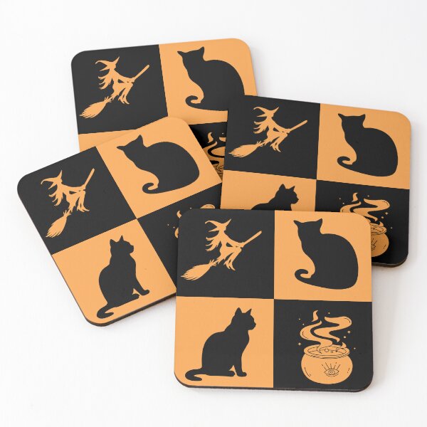 Item preview, Halloween Grid Witch Cats and Cauldron designed and sold by Uniquely Yours.