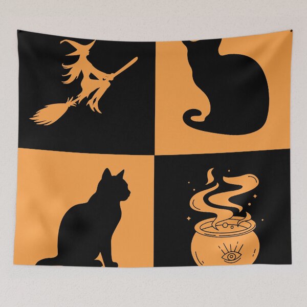 Item preview, Halloween Grid Witch Cats and Cauldron designed and sold by Uniquely Yours.