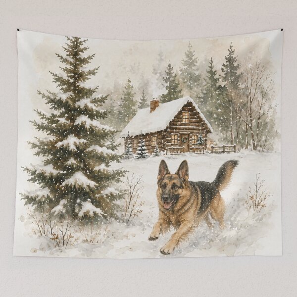 Item preview, Merry Christmas German Shepherd Rustic Woodland designed and sold by ZoesPlace.