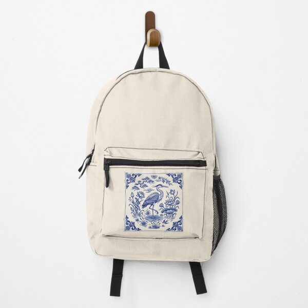 Item preview, Delftware Heron Blue Pottery Art - Coastal Grandmillennial Ceramic Tile Aesthetic designed and sold by SplashTastic.