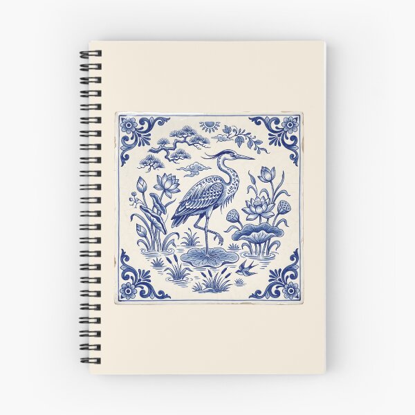 Item preview, Delftware Heron Blue Pottery Art - Coastal Grandmillennial Ceramic Tile Aesthetic designed and sold by SplashTastic.