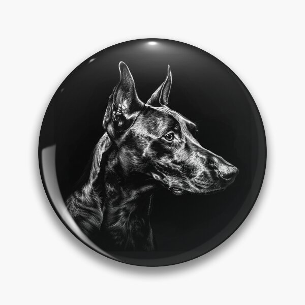 Item preview, Doberman Pinscher Portrait – Black and White Guard Dog Art designed and sold by inkoutninja.