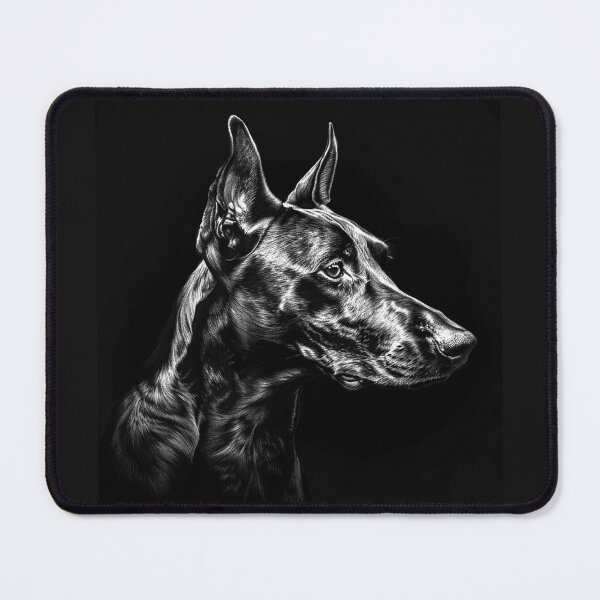 Item preview, Doberman Pinscher Portrait – Black and White Guard Dog Art designed and sold by inkoutninja.