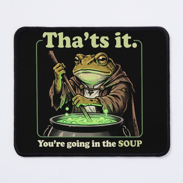 Item preview, Funny Frog Wizard Magic Potion Going In The Soup Retro RPG Cottagecore designed and sold by AdyKurniawan.