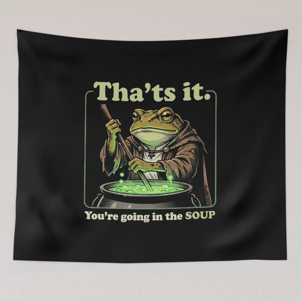 Item preview, Funny Frog Wizard Magic Potion Going In The Soup Retro RPG Cottagecore designed and sold by AdyKurniawan.