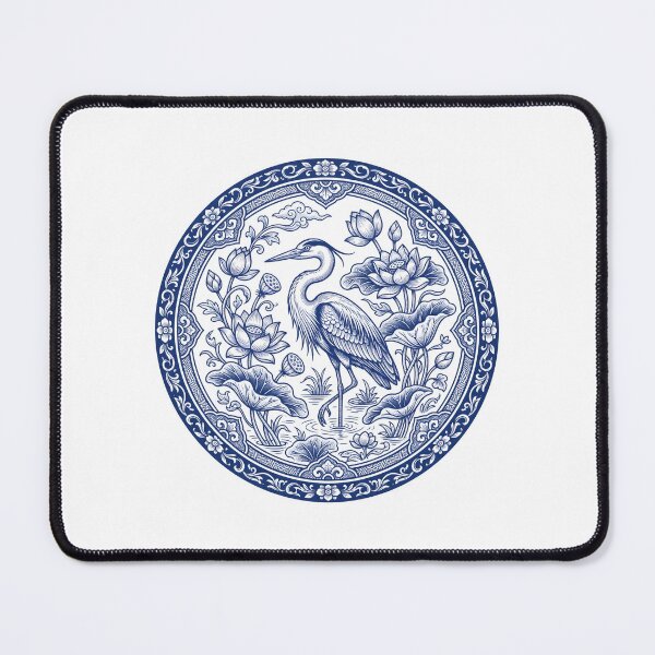 Item preview, Blue Willow Heron Botanical Art - Grandmillennial Chinoiserie Plate Aesthetic designed and sold by SplashTastic.