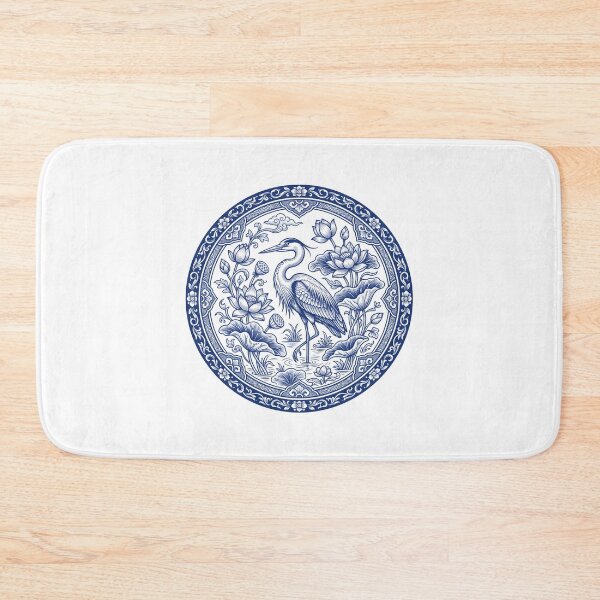 Item preview, Blue Willow Heron Botanical Art - Grandmillennial Chinoiserie Plate Aesthetic designed and sold by SplashTastic.
