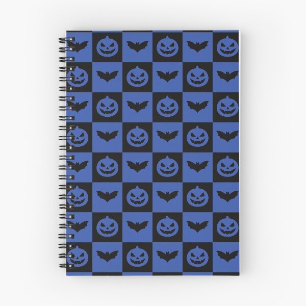 Item preview, Minimalist Blue Halloween Grid Bats and Jack O Lanterns designed and sold by Uniquely Yours.