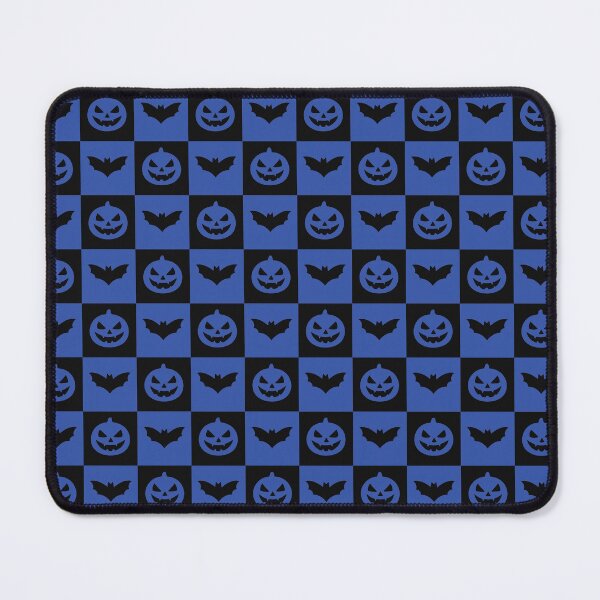 Item preview, Minimalist Blue Halloween Grid Bats and Jack O Lanterns designed and sold by Uniquely Yours.