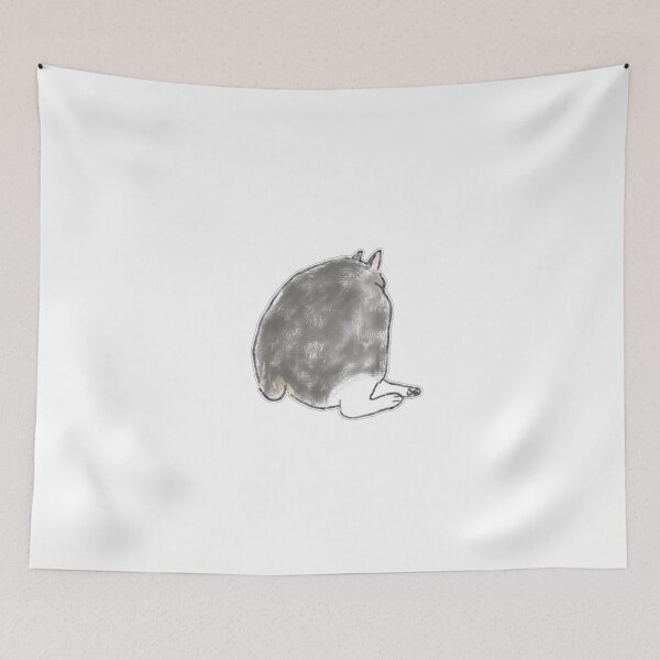 Item preview, Cute Chubby Grey Cat Back View Art designed and sold by raun.draw.