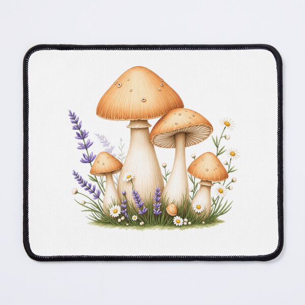 Item preview, Lavender and Mushroom Wildflower Botanical Cottagecore Art designed and sold by VeloraCrafts.