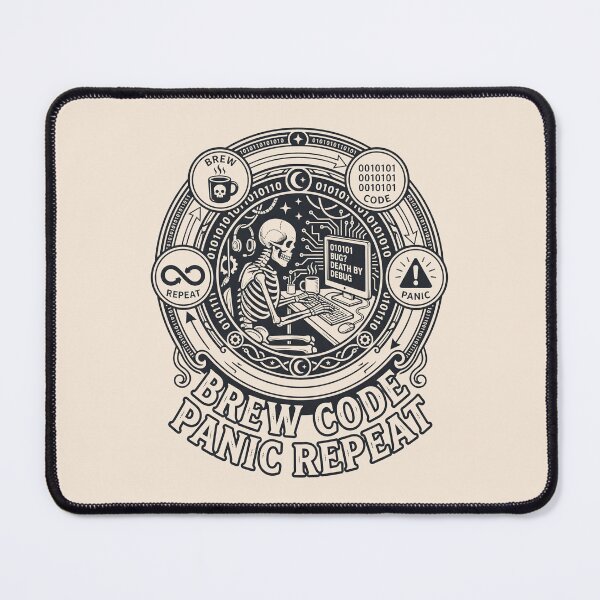 Item preview, Skeleton Programmer Brew Code Panic Repeat - IT Developer Humor Techie Gift designed and sold by SplashTastic.