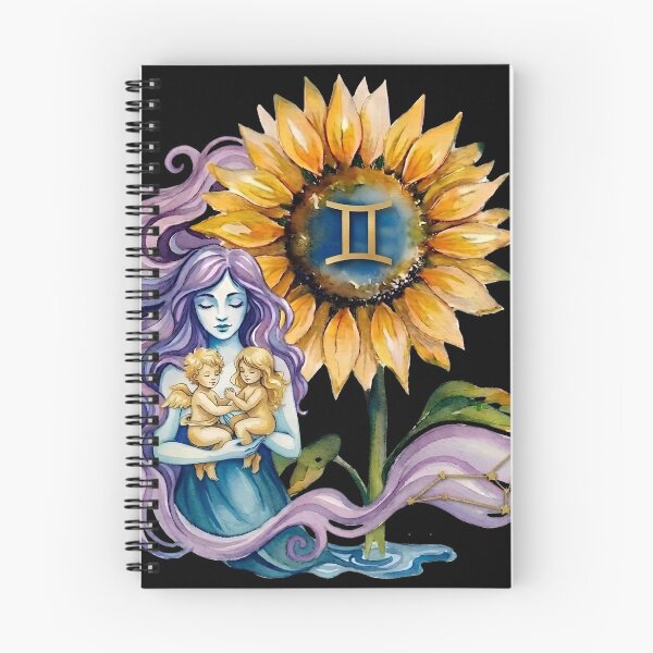 Item preview, ​Gemini Zodiac Goddess with Sunflower and Twins Art designed and sold by SilentFlower.