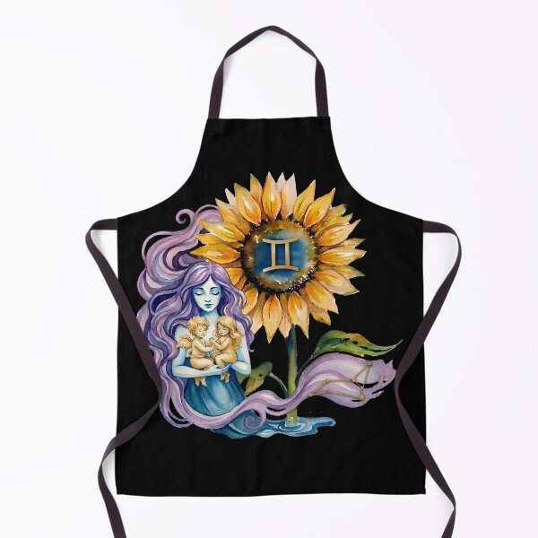 Item preview, Gemini Zodiac Goddess with Sunflower and Twins Art designed and sold by SilentFlower.