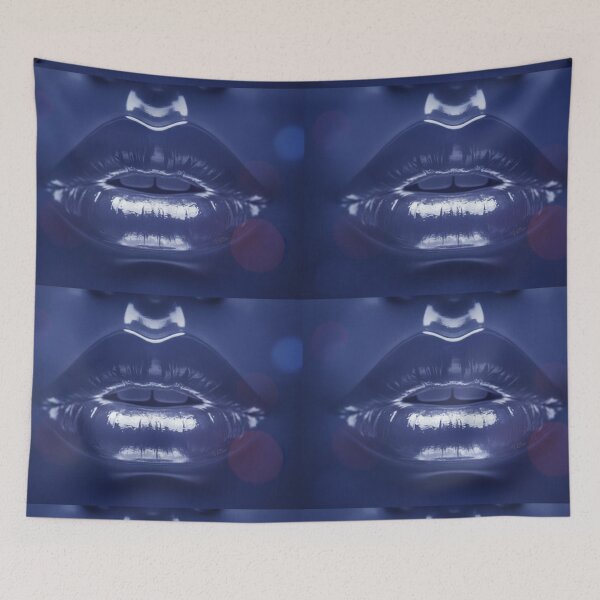 Item preview, BLUE CHROME LIPS - Cyber Beauty Art - Glossy designed and sold by Urban-InkStudio.