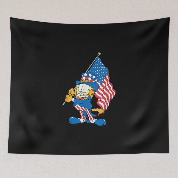 Item preview, Garfieldzz Holding USA Flag Uncle Sam 4th of July Cartoon Cat designed and sold by LincolnWardill.