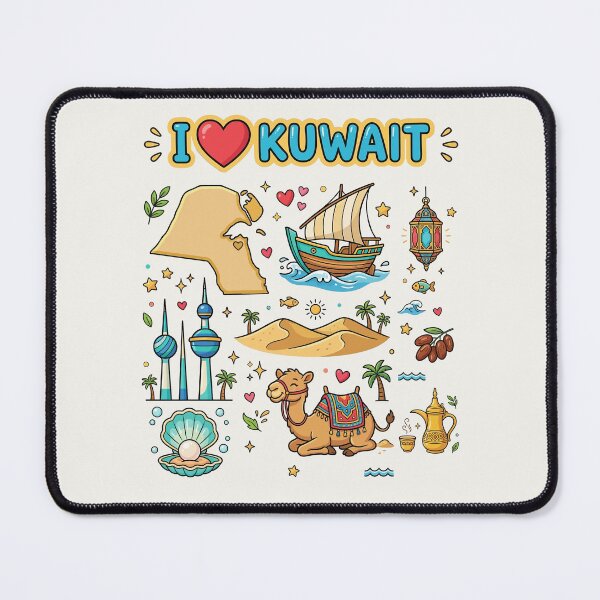 Item preview, I Love Kuwait Cute Cultural Doodles & Iconic Landmarks أنا أحب الكويت - رسم توضيحي لأبرز المعالم والتراث designed and sold by mashmosh.