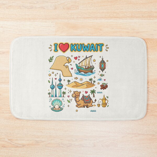 Item preview, I Love Kuwait Cute Cultural Doodles & Iconic Landmarks  أنا أحب الكويت - رسم توضيحي لأبرز المعالم والتراث designed and sold by mashmosh.