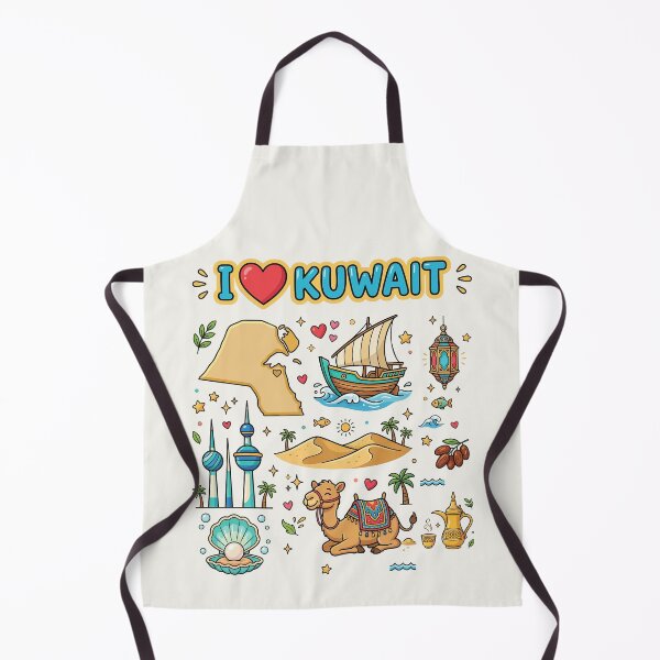 Item preview, I Love Kuwait Cute Cultural Doodles & Iconic Landmarks أنا أحب الكويت - رسم توضيحي لأبرز المعالم والتراث designed and sold by mashmosh.