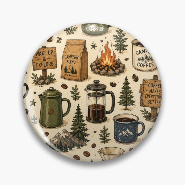 Item preview, Camping Coffee Seamless Pattern – Coffee Lover, Outdoor Adventure & Rustic Camp Design designed and sold by RJACreative.