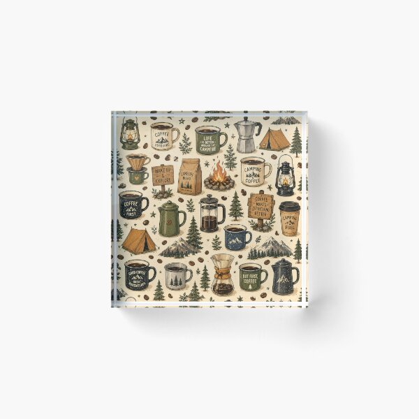 Item preview, Camping Coffee Seamless Pattern – Coffee Lover, Outdoor Adventure & Rustic Camp Design designed and sold by RJACreative.