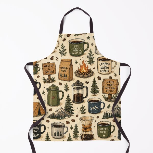 Item preview, Camping Coffee Seamless Pattern – Coffee Lover, Outdoor Adventure & Rustic Camp Design designed and sold by RJACreative.